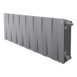 Радиатор отопления Royal Thermo PianoForte 300 Silver Satin VDR80 (16 секций) биметаллический, нижнее, правое подключение, для квартиры, дома, водяные, мощность 1856 Вт, настенный, батарея, серебристый