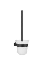 Ершик настенный KFA Armatura, форма округлая, нержавеющая сталь/стекло, ерш для туалета/унитаза, туалетный, цвет черный