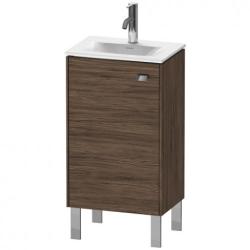 Тумба под раковину Duravit Brioso, 44х31х68,5 см, напольная, цвет: орех темный/хром, 1 распашная дверца/одностворчатая, стеклянная полка, ДСП, прямоугольная, левая, в ванную комнату