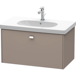 Тумба под раковину Duravit Brioso, 82х46,9х45,2 см, подвесная, 1 выдвижной ящик, ДСП, цвет: базальт/хром, шкафчик навесной, механизм доводчика, прямоугольная, правая/левая, для раковины D-Code, в ванную комнату