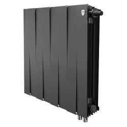 Радиатор отопления Royal Thermo PianoForte 500 Noir Sable VDR80 (8 секций) биметаллический, нижнее, правое подключение, для квартиры, дома, водяные, мощность 1512 Вт, настенный, батарея, черный