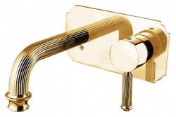 Смеситель для раковины Cezares Olimp, встраиваемый, однорычажный, длина излива 206 мм, неповоротный, керамический, латунь, цвет золото 24 карат, без донного клапана, внутренний/скрытый монтаж