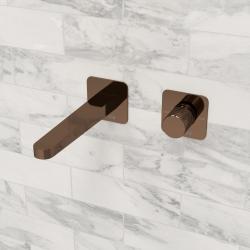 Смеситель для раковины/умывальника WasserKRAFT Paar, встраиваемый, однорычажный, неповоротный, керамический, длина излива 205 мм, латунь, цвет розовое золото