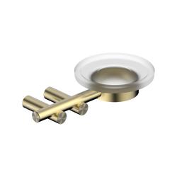 Мыльница с держателем ABBER Osten 316 настенная, нержавеющая сталь/стекло, подвесная, округлая, для душа/ванны/мыла, в ванную комнату, цвет матовое стекло/золото брашированное AA1858BG