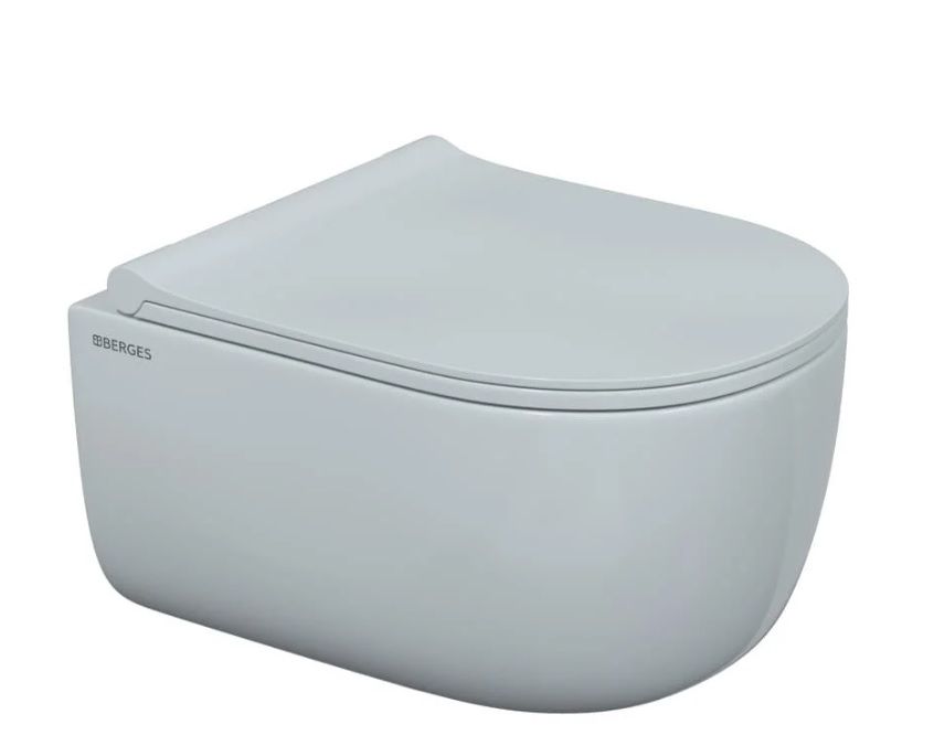Унитаз подвесной BERGES Wasserhaus Ego, БЕЛЫЙ, горизонтальный (прямой, в стену) выпуск, с быстросьемным сиденьем микролифт, с крышкой (сиденье) ДЮРОПЛАСТ