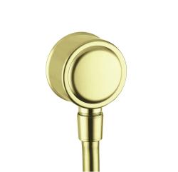 Шланговое подсоединение Axor Montreux Fixfit, размер 6,4х6,4 см, цвет шлифованная медь, круглое, латунное/пластиковое, с клапаном обратного тока, подключение для душевого шланга