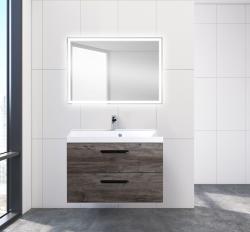 Тумба под раковину BelBagno Aurora 80, 80х45х50 см, подвесная, 2 выкатных ящика, ЛДСП, цвет: сосна пасадена, шкафчик навесной, механизм доводчика, прямоугольная
