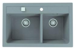 Мойка кухонная ALVEUS GRANITAL ATROX 50 CONCRETE-G81 79х50х19,5 см, врезная, две чаши, искусственный гранит, прямоугольная, цвет бетон, с отверстием под смеситель, в комплекте с сифоном 1132822