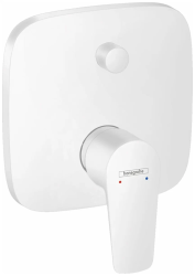 Смеситель для ванны Hansgrohe Talis E скрытого монтажа, настенный/встраиваемый, однорычажный, латунный, без излива, квадратный, керамический, цвет матовый белый, без душевого шланга/лейки