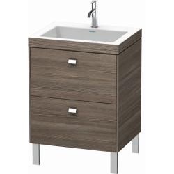 Тумба c раковиной Duravit Brioso, 60х48х70,1 см, напольная, 2 выдвижных ящика, ДСП, цвет: сосна терра/хром /Vero Air, мебельная, прямоугольная, цвет белый, фарфоровая, с площадкой под смеситель, без перелива