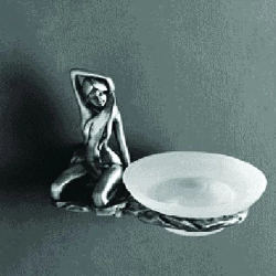 Мыльница настенная Art&Max Juno, цвет: серебро, латунь/стекло, форма округлая, для душа/ванны/мыла, в ванную комнату, под мыло, мыльница, на стену