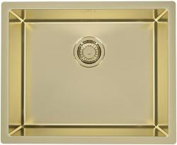 Мойка кухонная ALVEUS QUADRIX MONARCH 50 GOLD 55х45х20 см, слив 90, врезная вровень со столешницей, нержавеющая сталь с PVD покрытием, прямоугольная, цвет золото, без отверстий под смеситель