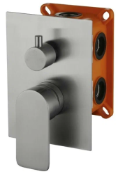 Смеситель для душа BelBagno Nova, встраиваемый, однорычажный, с переключателем, без излива, керамический, нержавеющая сталь, цвет сатин