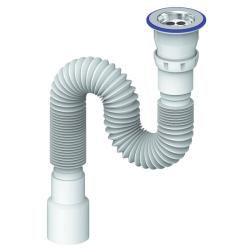 Сифон Unicorn гофрированный 1 1/4*32 чашка из нержавеющей стали, с прикручивающимся выпуском, 800 мм