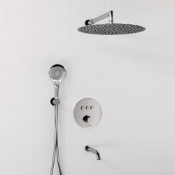 Душевая система WasserKRAFT, встраиваемая, цвет хром, комплект: термостатический смеситель/излив/тропический душ (с верхней лейкой)/лейка/шланг, скрытого монтажа