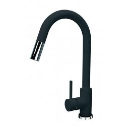 Смеситель для кухни Florentina Вита FL, однорычажный, выдвижной/поворотный, керамический, с высоким изливом, высота излива 24 см, латунь, цвет черный