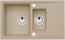 Мойка кухонная ALVEUS  INTERMEZZO 70 GRANITAL BEIGE-G55 78х48х20 см, врезная/встраиваемая сверху, с крылом, две чаши, искусственный гранит, прямоугольная, цвет бежевый, с отверстием под смеситель