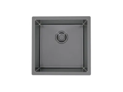 Мойка кухонная ALVEUS QUADRIX MONARCH 30 ANTHRACITE 45х45х20 см, слив 90, врезная вровень со столешницей, нержавеющая сталь с PVD покрытием, квадратная, цвет антрацит, без отверстий под смеситель