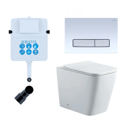 Комплект Aquatek Либра смывной бачок INS-0000019, унитаз напольный AQ1908N-00 с тонким сиденьем soft-close, кнопка белая KDI-0000030