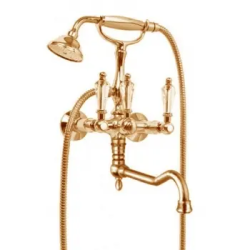 Смеситель для ванны/душа Cezares Diamond, настенный, двухвентильный, поворотный, длина 285 мм, керамический, латунь, цвет золото 24 карат