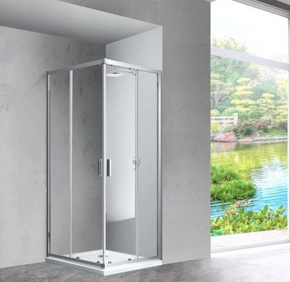 Душевое ограждение Vincea Scala  120х80х190 см, прозрачное стекло, профиль хром, левое/правое, прямоугольное/угловое, две двери раздвижные
