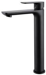 Смеситель для раковины/умывальника ABBER Insel однорычажный, округлый, неповоротный, высокий, длина излива 141 мм, латунь, цвет черный матовый