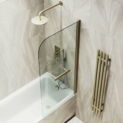 Душевая шторка на ванну MaybahGlass, 140х40 см, прозрачное стекло/профиль бронза, поворотная, закаленное стекло 6 мм, плоская/панель, правая/левая, правосторонняя/левосторонняя, универсальная