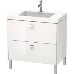 Тумба c раковиной Duravit Brioso, 80х48х70,1 см, напольная, 2 выдвижных ящика, ДСП, цвет: белый глянец/хром /Vero Air, мебельная, прямоугольная, цвет белый, фарфоровая, с площадкой под смеситель, без перелива