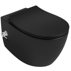 Унитаз подвесной ISVEA Sentimenti Neo, с функцией биде, 363х510х340 мм, цвет: черный матовый, горизонтальный (в стену) выпуск, без сиденья, безободковый, антивсплеск, под скрытый бачок
