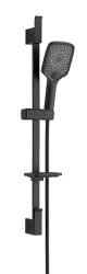 Душевой гарнитур Esko SSS1303SQBlack прямоугольная, наружного монтажа, стойка высота 720 мм, цвет черный, комплект: стойка/лейка/шланг/мыльница, нержавеющая сталь, ABS пластик