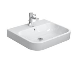 Раковина DURAVIT Happy D.2 WonderGliss 60х50,5х17 см, подвесная, прямоугольная, санфарфор, шлифованная, цвет белый, с 1 отверстием под смеситель, антигрязевое покрытие, слив/перелив