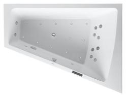 Ванна Duravit Paiova 180х140 см гидромассажная, встраиваемая, акриловая, цвет: белый, с ножками/сливом-переливом, без фронтальной панели, трапециевидная/угловая, с системой гидромассажа Combi-System L, c наклоном для спины справа, правая