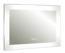 Зеркало Azario Норма, 80х60 см, с LED/ЛЕД-подсветкой, с диммером, с подогревом, часы, прямоугольное, выключатель сенсорный, для ванны, навесное/подвесное/настенное