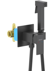 Смеситель с гигиеническим душем Aquatek Либра встраиваемый, однорычажный, керамический, без излива, с гибким шлангом/лейкой, латунь, цвет матовый черный