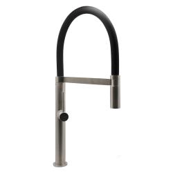 Смеситель для кухни/мойки TopZero, цвет нержавеющая сталь, однорычажный, с высоким/низким поворотным/гибким изливом, высота излива 222 см, из нержавеющей стали