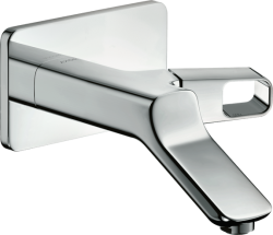 Смеситель для раковины Axor Urquiola, однорычажный, настенный/встраиваемый, скрытого монтажа, фиксированный излив, длина излива 20 см, керамический, латунь, цвет хром, незапираемый сливной набор