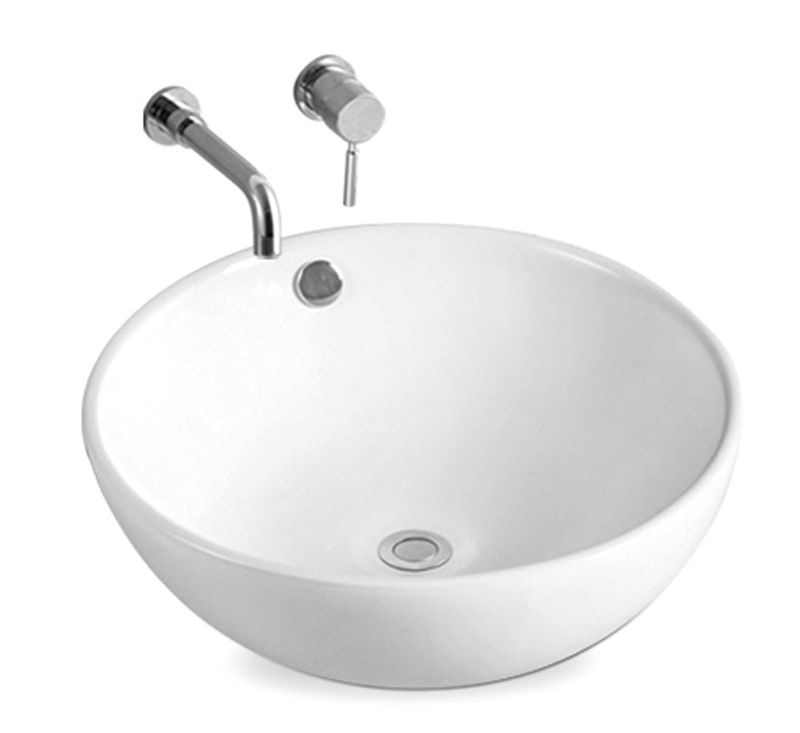 Раковина Grossman GR-3014, D42, 42х42х17 см, накладная, круглая/чаша, цвет белый, керамическая/фарфоровая, без отверстия под смеситель, слив-перелив