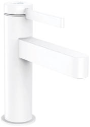 Смеситель для раковины Hansgrohe Finoris 100, для холодной воды, однорычажный, фиксированный излив, длина излива 12,6 см, керамический, латунь, цвет матовый белый, без сливного набора