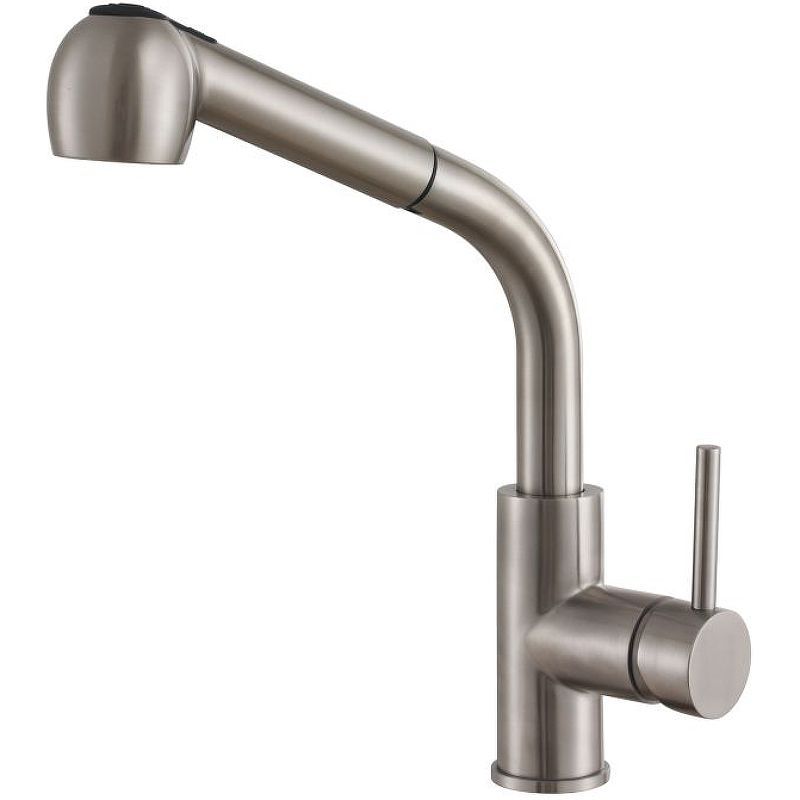 Смеситель для кухни/мойки HAIBA однозахватный, поворотный, вытягиваемый, латунный, с высоким выдвижным изливом, длина 227 мм, латунь, цвет серый