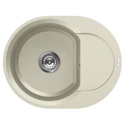 Мойка кухонная Omoikiri Sakaime 60E-BE, 47х60 см, врезная, из искусственного гранита (Tetogranit), овальная, цвет ваниль, без отверстия под смеситель, с крылом, оборачиваемая, слив-перелив, врезная в столещницу, для кухни