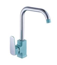 Смеситель для кухни/мойки Ekko, однорычажный, поворотный, керамический, длина излива 180 мм, силумин, цвет хром/бирюзовый