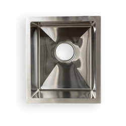 Мойка кухонная Siriusline, 38х44 см, врезная, нержавеющая сталь, прямоугольная, цвет: сатин, без  отверстия под смеситель, без слив-перелива, без крыла