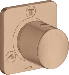 Вентиль Axor Citterio M Trio/Quattro запорный/переключающий, скрытого монтажа, настенный, квадратный, латунь, цвет: шлифованное красное золото, керамический, встраеваемый/встроенный, для ванны/душа