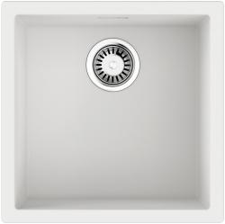 Мойка кухонная Omoikiri Yamakawa 45T-Integra-WH, 45,6х45,6 см, врезная, из искусственного гранита (Tetogranit), прямоугольная, цвет белый, без отверстия под смеситель, без крыла, слив-перелив
