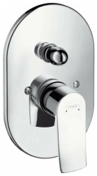 Смеситель для ванны Hansgrohe Metris скрытого монтажа, настенный/встраиваемый, однорычажный, латунный, без излива, овальный, керамический, цвет хром, без душевого гарнитура