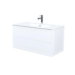 Тумба c раковиной IDDIS Oxford Neo, 1006х467х500 мм, подвесная, 2 выдвижных ящика, МДФ/санфарфор, раковина накладная, прямоугольная, цвет белый, отверстие под смеситель OXN10W0i95K