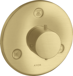 Вентиль Axor Starck Trio/Quattro 3/4" запорный/переключающий, скрытого монтажа, круглый, латунь, цвет: шлифованное золото, керамический, встраеваемый/встроенный, для ванны/душа