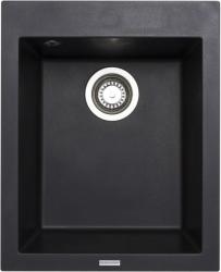 Мойка кухонная Longran Cube, 41х50х20 см, врезная, искусственный гранит, прямоугольная, цвет оникс, без отверстия под смеситель, без крыла, слив-перелив, врезная в столещницу, для кухни