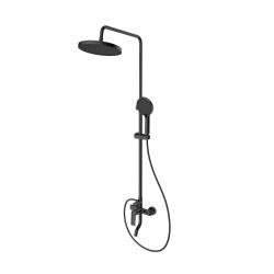 Душевая система Splenka S50.24.06 высота 1459 мм цвет черный, комплект: однорычажный смеситель/излив/тропический душ круглый (с верхней лейкой)/лейка/стойка/шланг, латунь