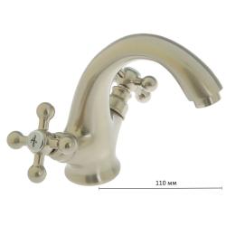 Смеситель для раковины/умывальника Accoona, двухвентильный, неповоротный, керамический, длина излива 110 мм, латунь, цвет сатин